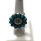 Navajo Turquoise And Sterling Silver Adjustable Flower Ring