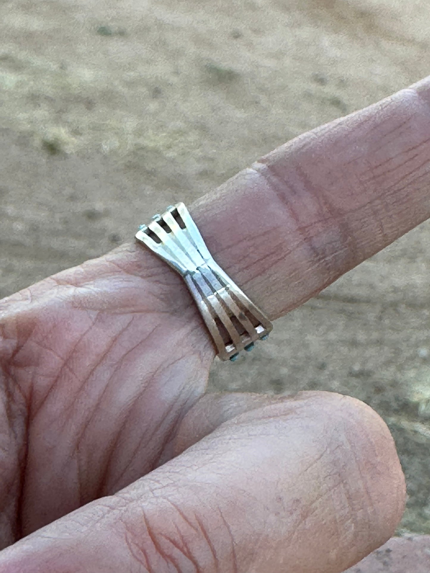 Zuni Sterling Silver Turquoise 3 Row Ring