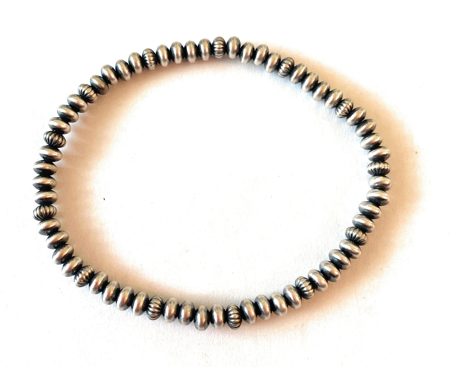 Navajo Sterling Silver Pearl Beaded Stretch Bracelet