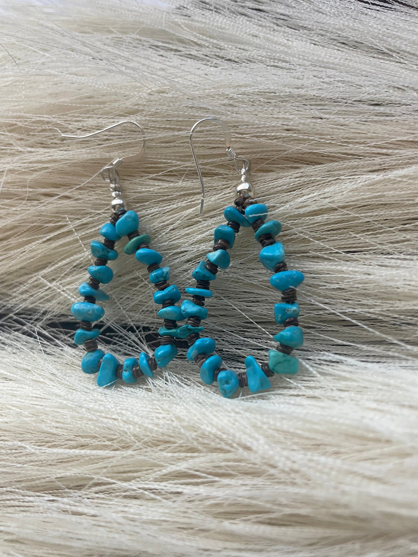 Navajo Sterling Silver Turquoise Chips Earrings