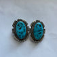 Navajo Sterling Silver & Kingman Turquoise Clip On Earrings