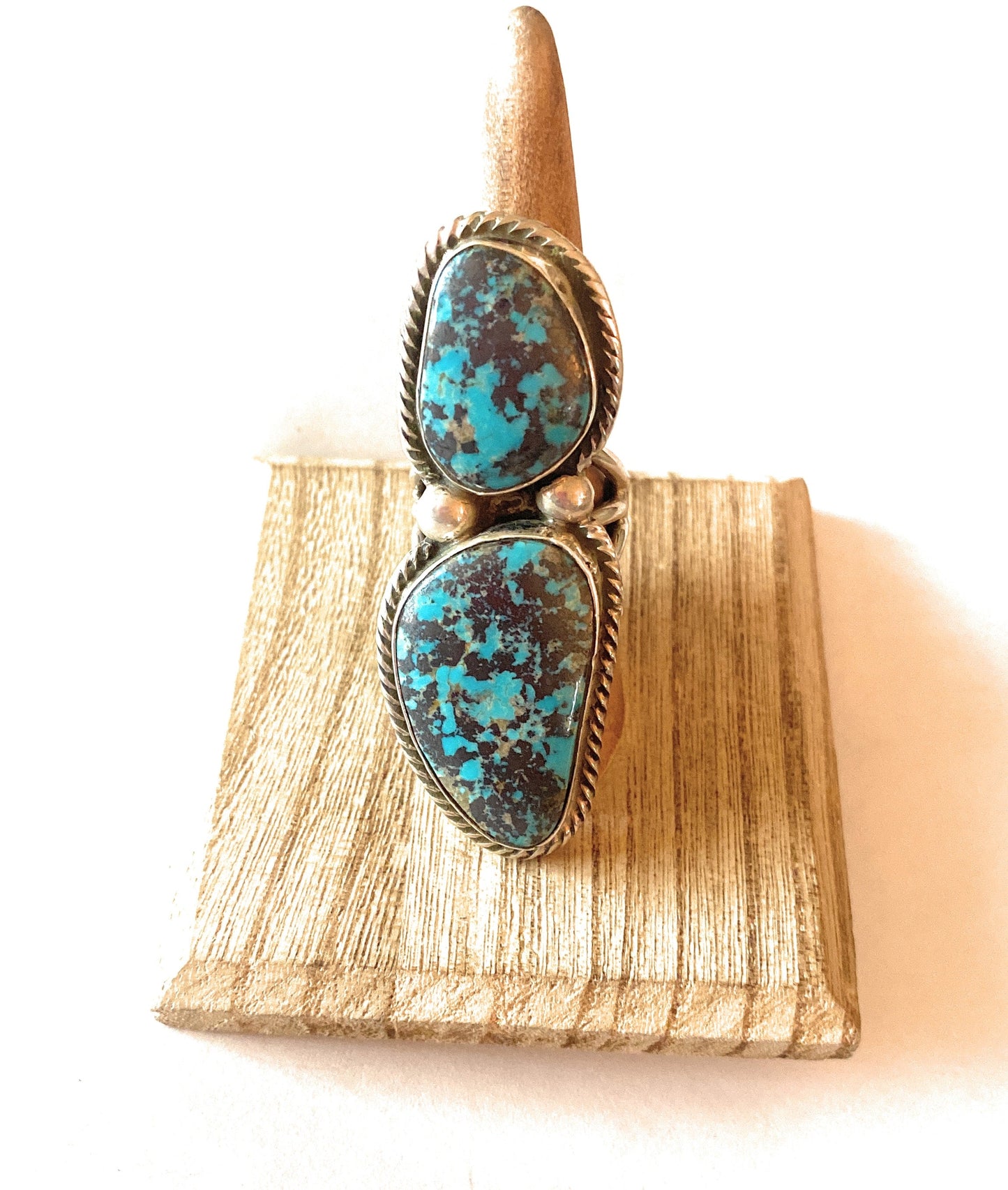 Navajo Kingman Turquoise & Sterling Silver Ring Size 6.5
