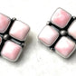 Navajo Sterling Silver Pink Conch Post Earrings Signed