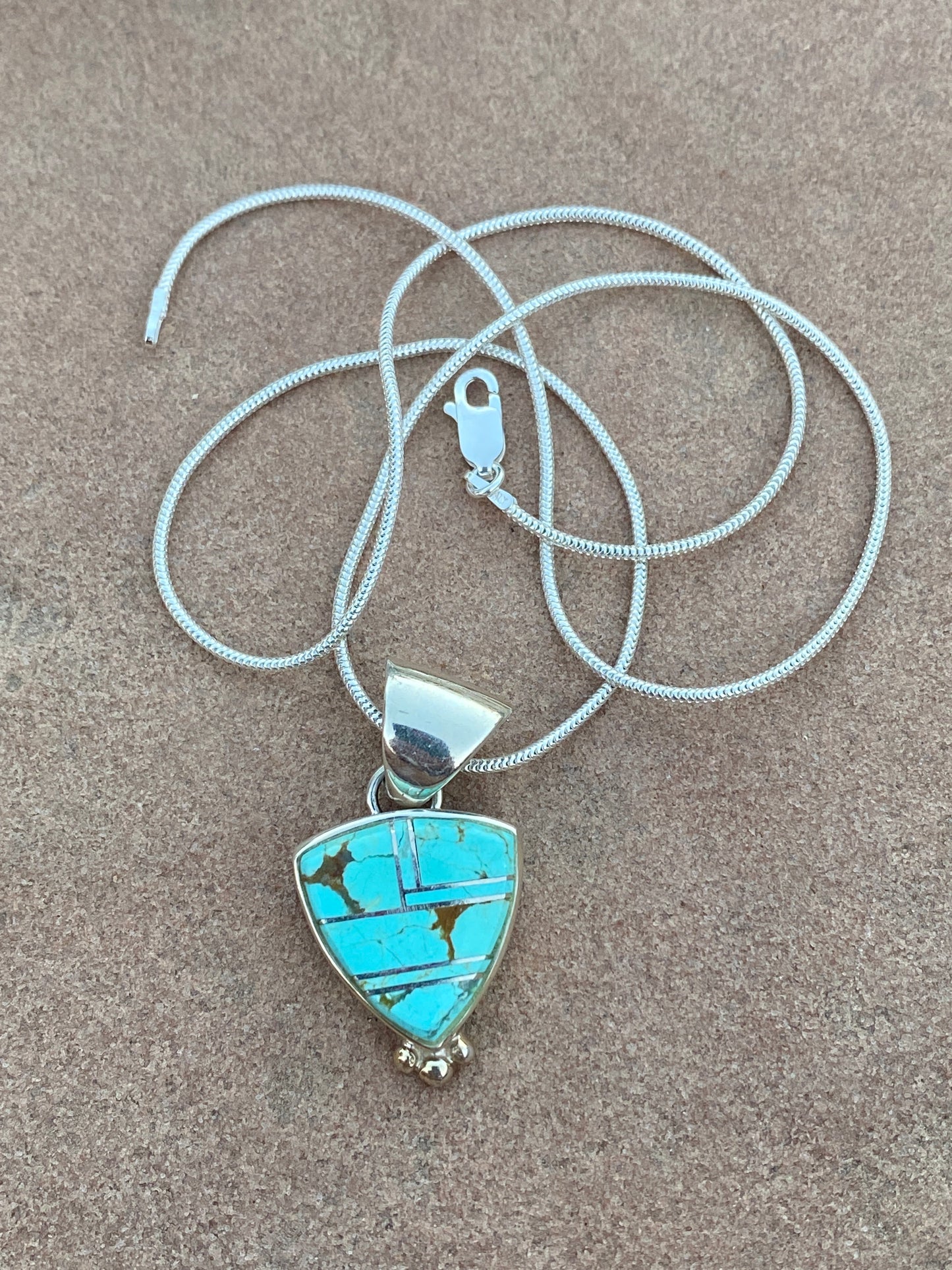 Turquoise & Sterling Silver Triangle Pendant