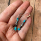 Navajo Sterling Silver Diamond Cut Turquoise  Beaded Earrings