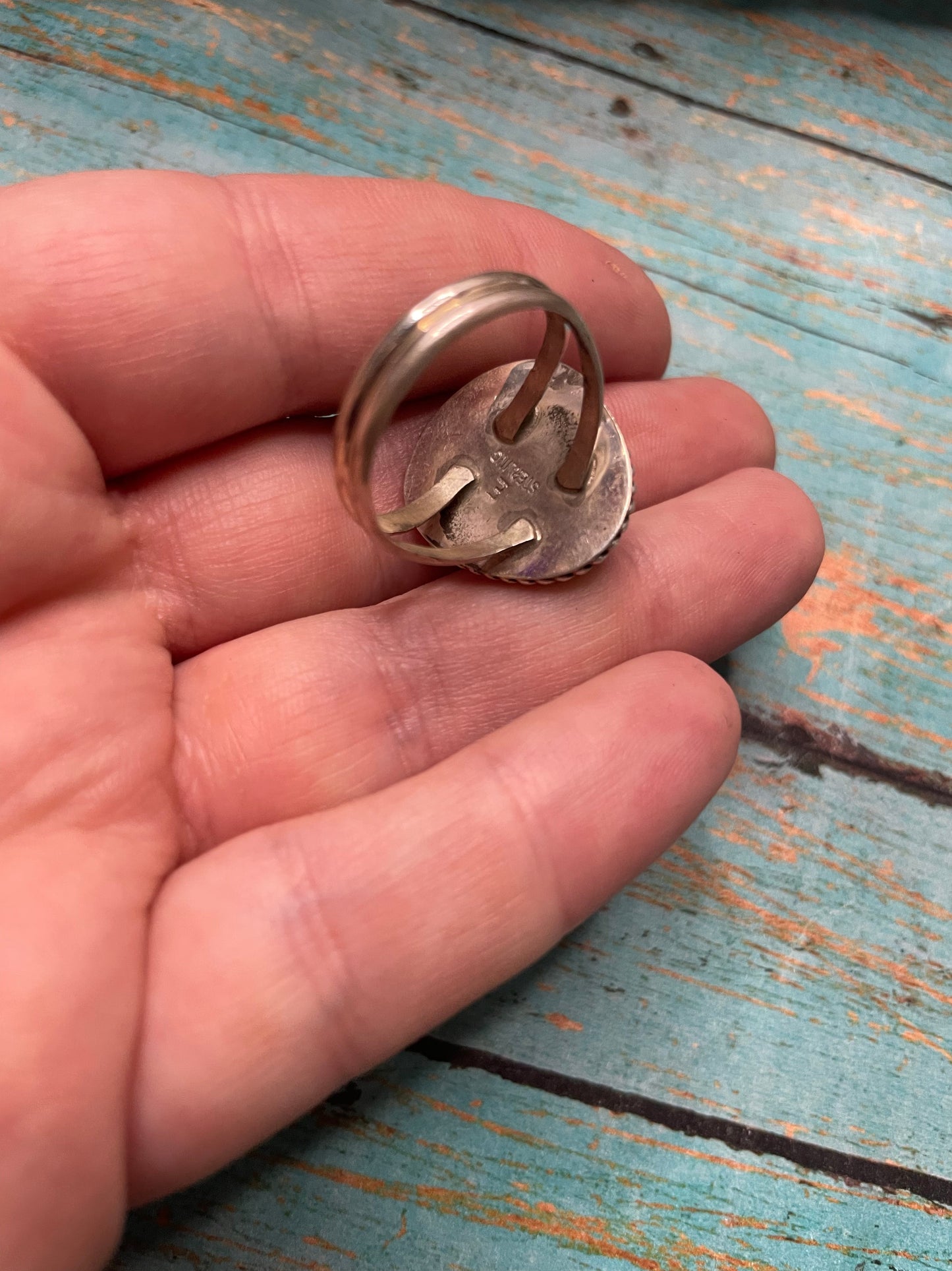 Navajo Man Made Sterling Silver & Opal Ring