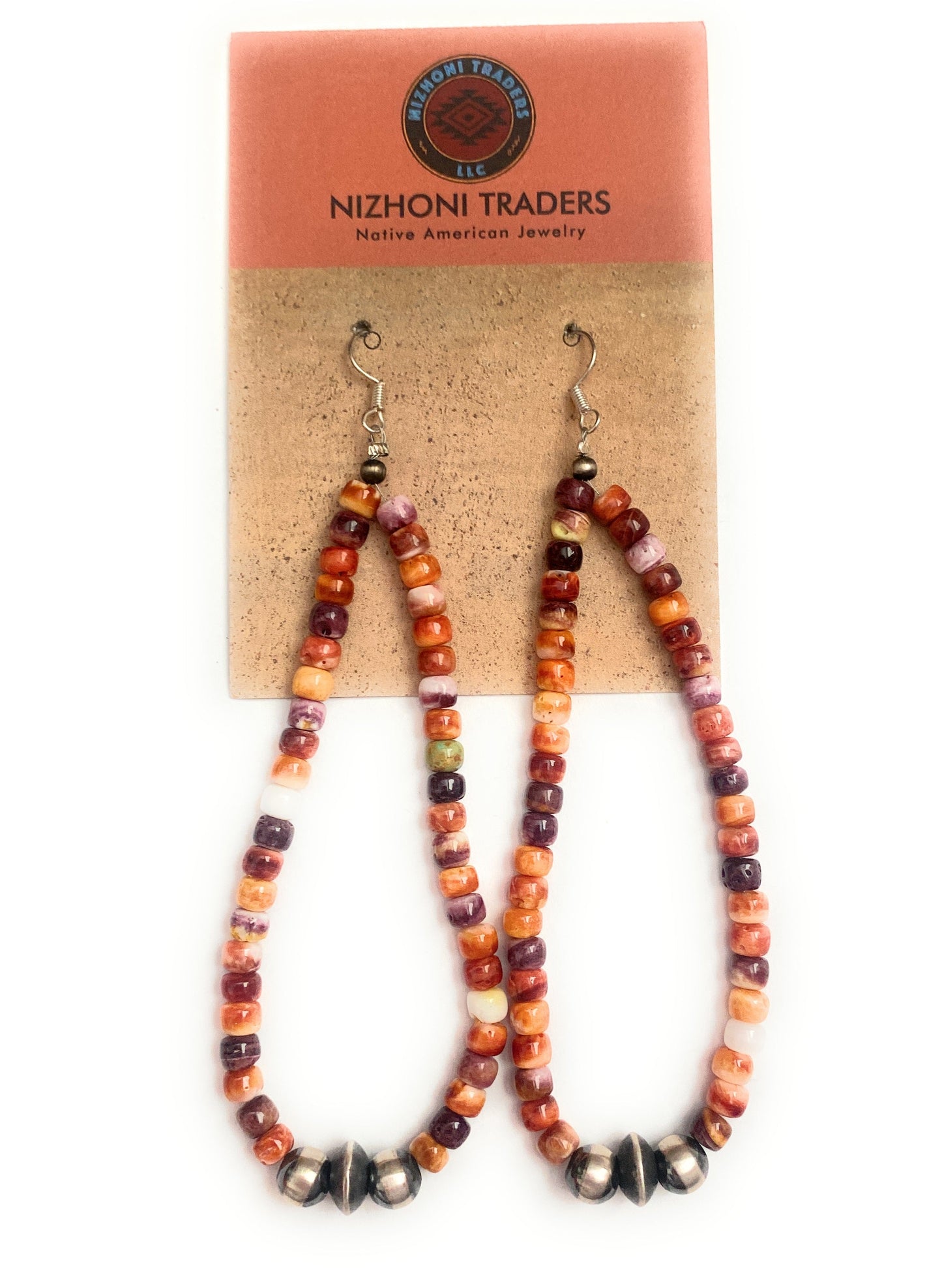 Navajo Spiny, Turquoise & Sterling Silver Pearl Dangle Hoop Earrings