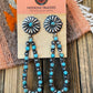Navajo Sterling Silver & Turquoise Concho Dangle Earrings By Eugene Charley