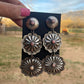 Navajo Concho Pink Conch and Sterling Silver Round Dangles