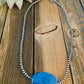 Navajo Sterling Silver Pearl & Denim Lapis Beaded Necklace 16 inch