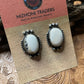 Navajo White Buffalo And Sterling Silver Post Earrings