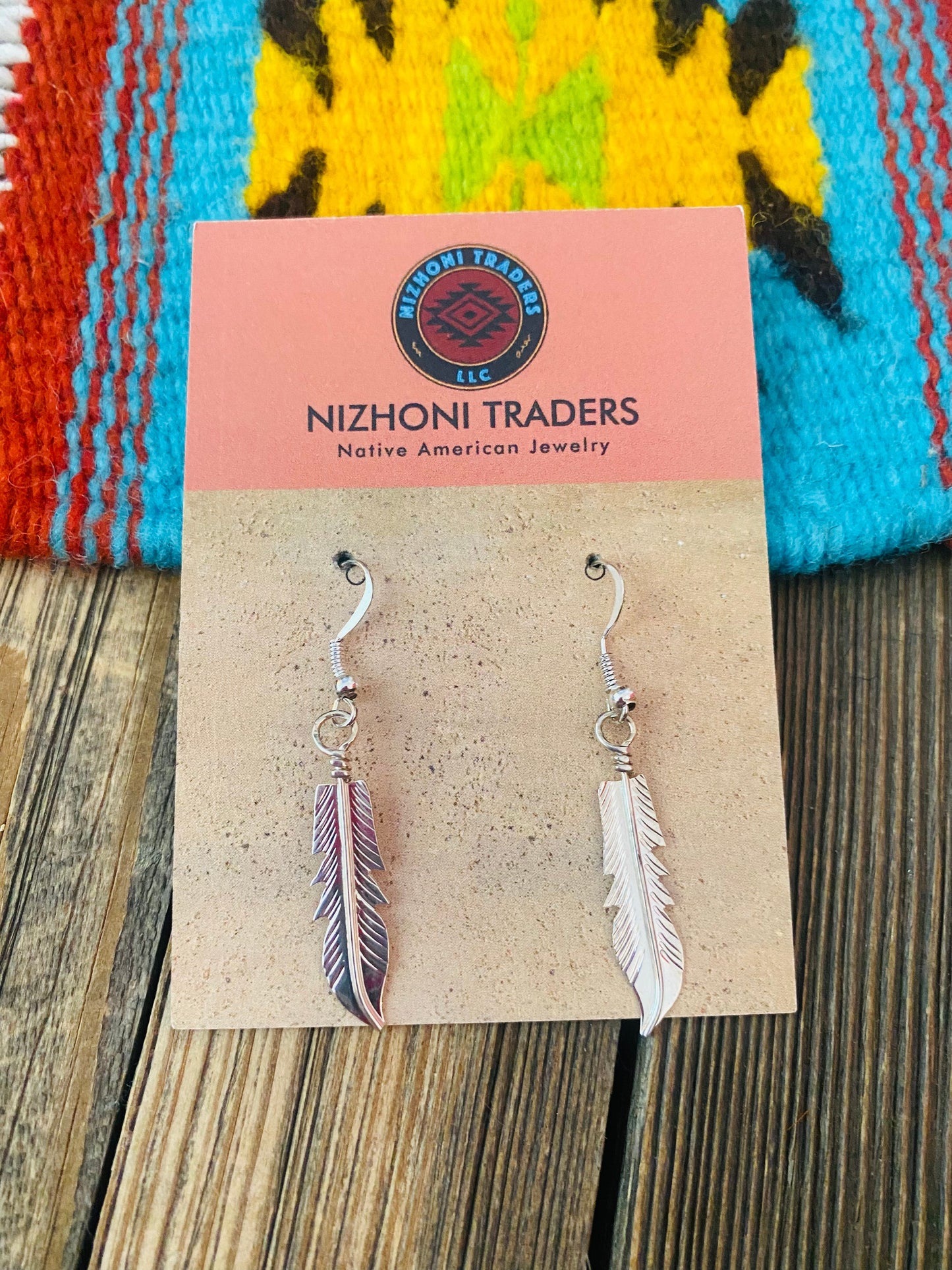 Navajo Sterling Silver Feather Dangle Earrings