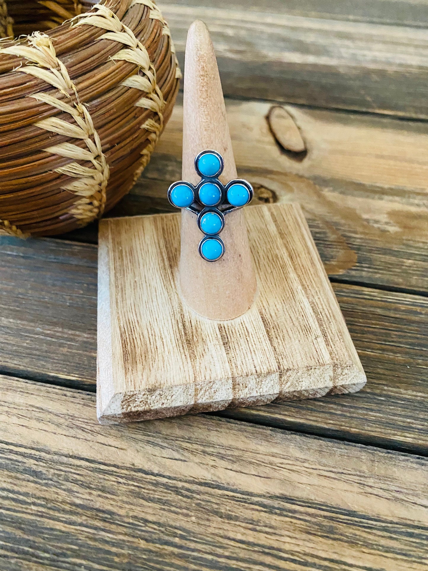 Handmade Turquoise & Sterling Silver Cross Ring