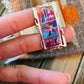 Navajo Sterling Silver & Pink Dream Mohave Rectangle Inlay Ring Size 8.25