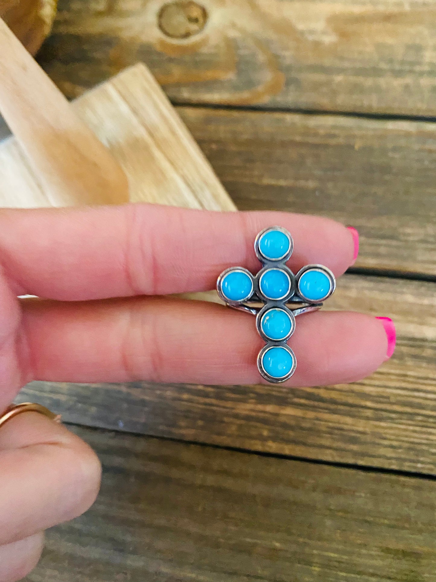 Handmade Turquoise & Sterling Silver Cross Ring