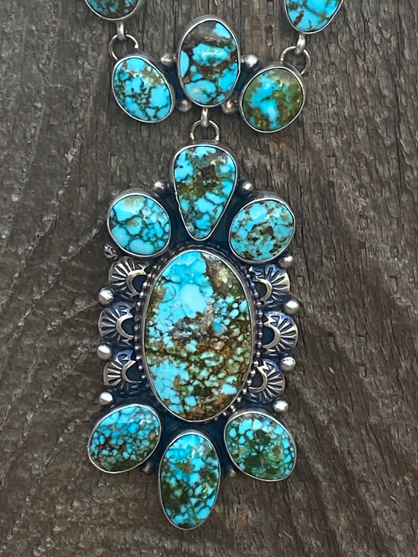Kingman Web Turquoise Necklace set By Paul Livingston Signed