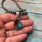 Navajo Turquoise And Sterling Silver Pendant Signed