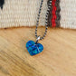 Zuni Sterling Silver & Dark Blue Fire Opal Heart Pendant