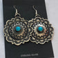 Navajo Turquoise & Sterling Silver Concho Dangle Earrings By Kevin Billah
