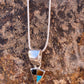 Navajo Turquoise, Onyx, Petrified Wood Triangle Pendant