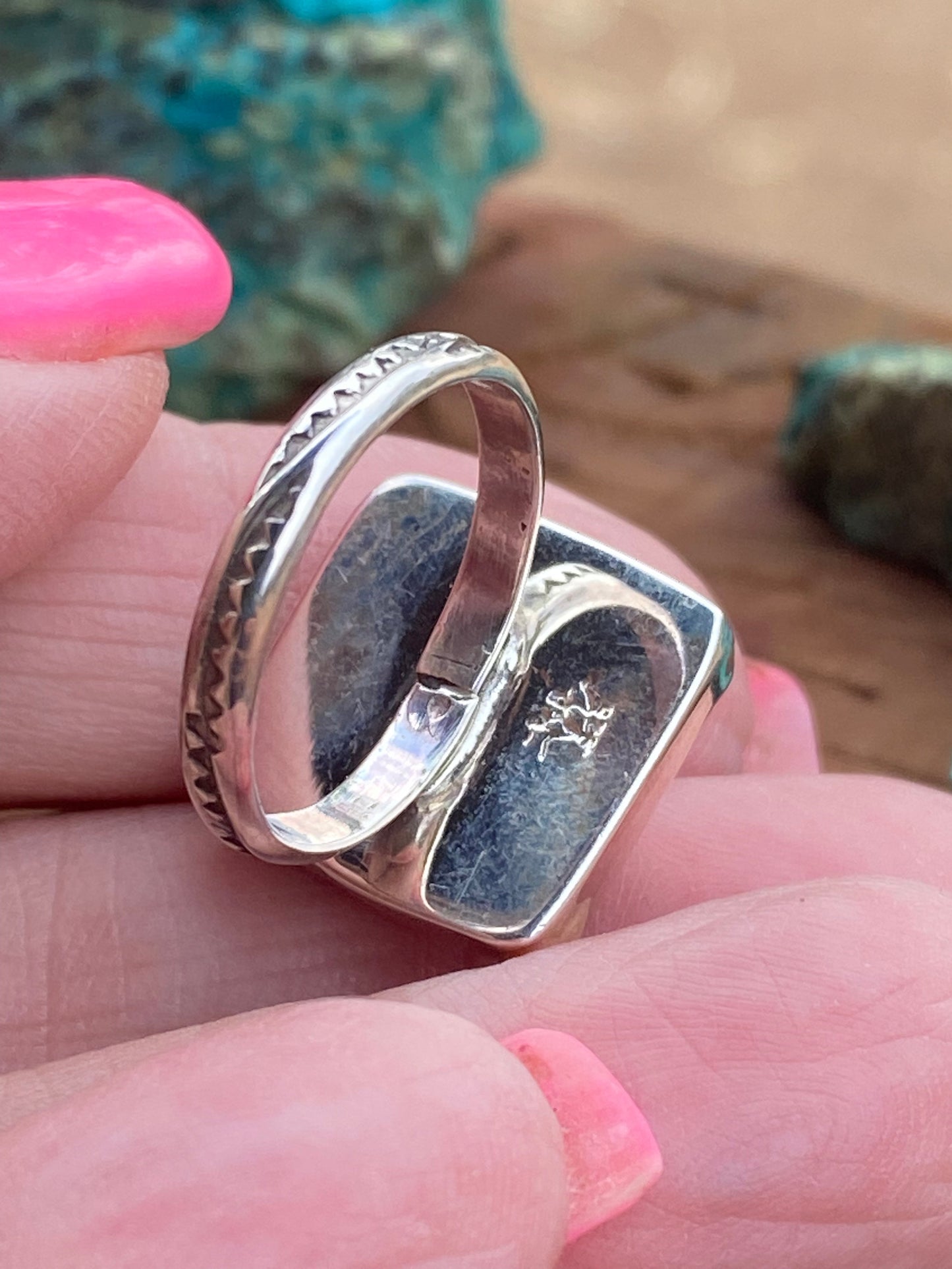 Navajo Sterling Silver & Rhodochrosite Rings Signed