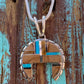 Navajo Turquoise, Onyx, Petrified Wood Pendant