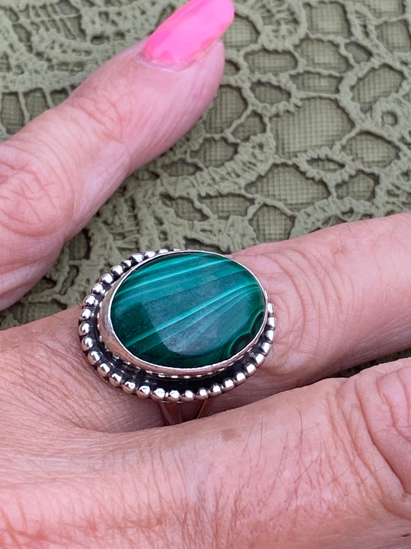 Navajo Malachite & Sterling Silver Rings