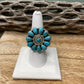 Navajo Turquoise And Sterling Silver Adjustable Flower Ring