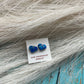 Zuni Sterling Silver & Blue Opal Inlay Heart Stud Earrings