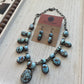Paul Livingston Navajo Golden Hills Turquoise & Sterling Necklace Earring Set