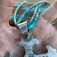 Navajo Sonoran Mountain Turquoise & Sterling Silver Cross Pendant By Chimney Butte