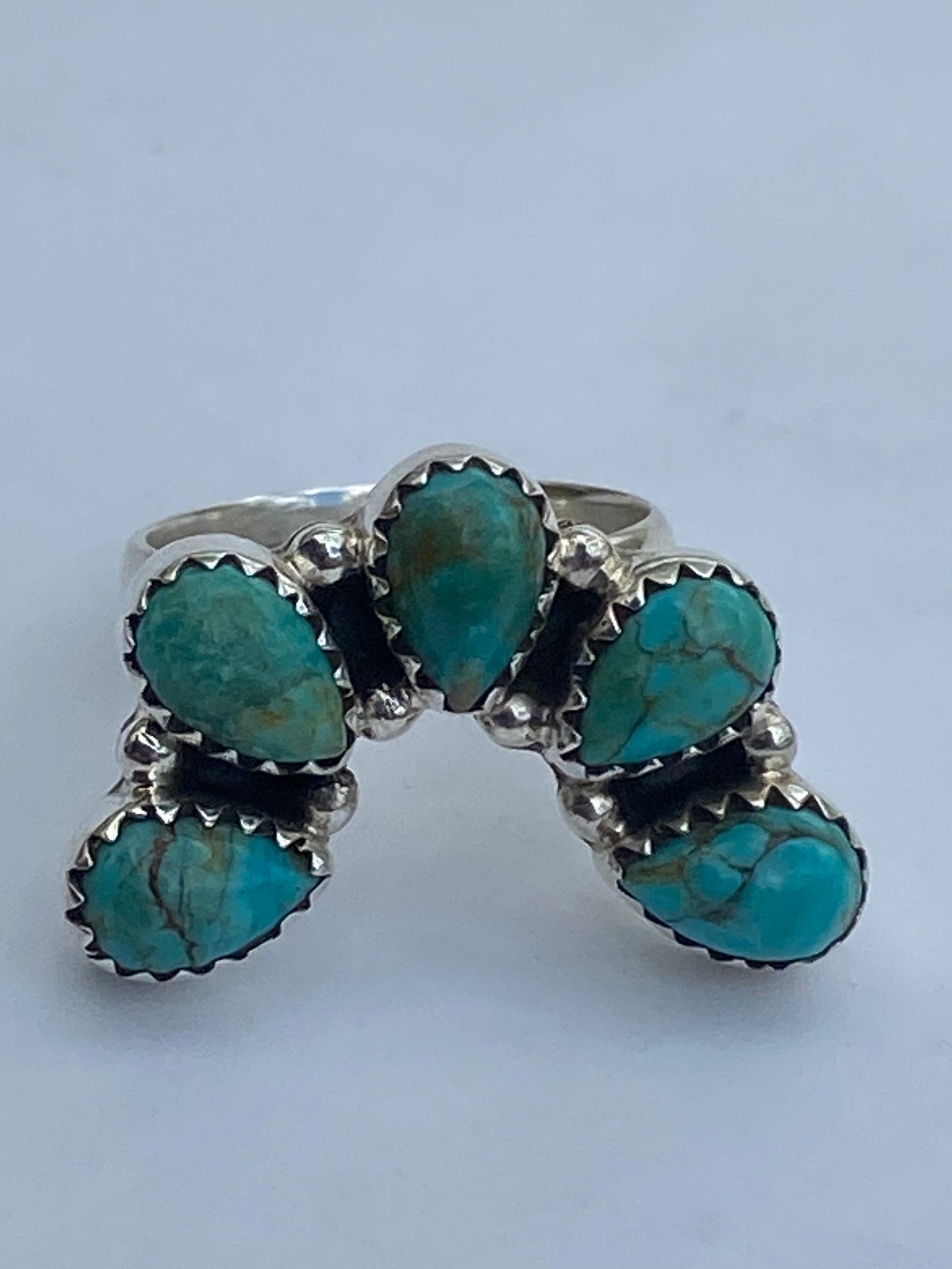 Blue Mojave & Sterling Silver  Diamond Wrap Ring