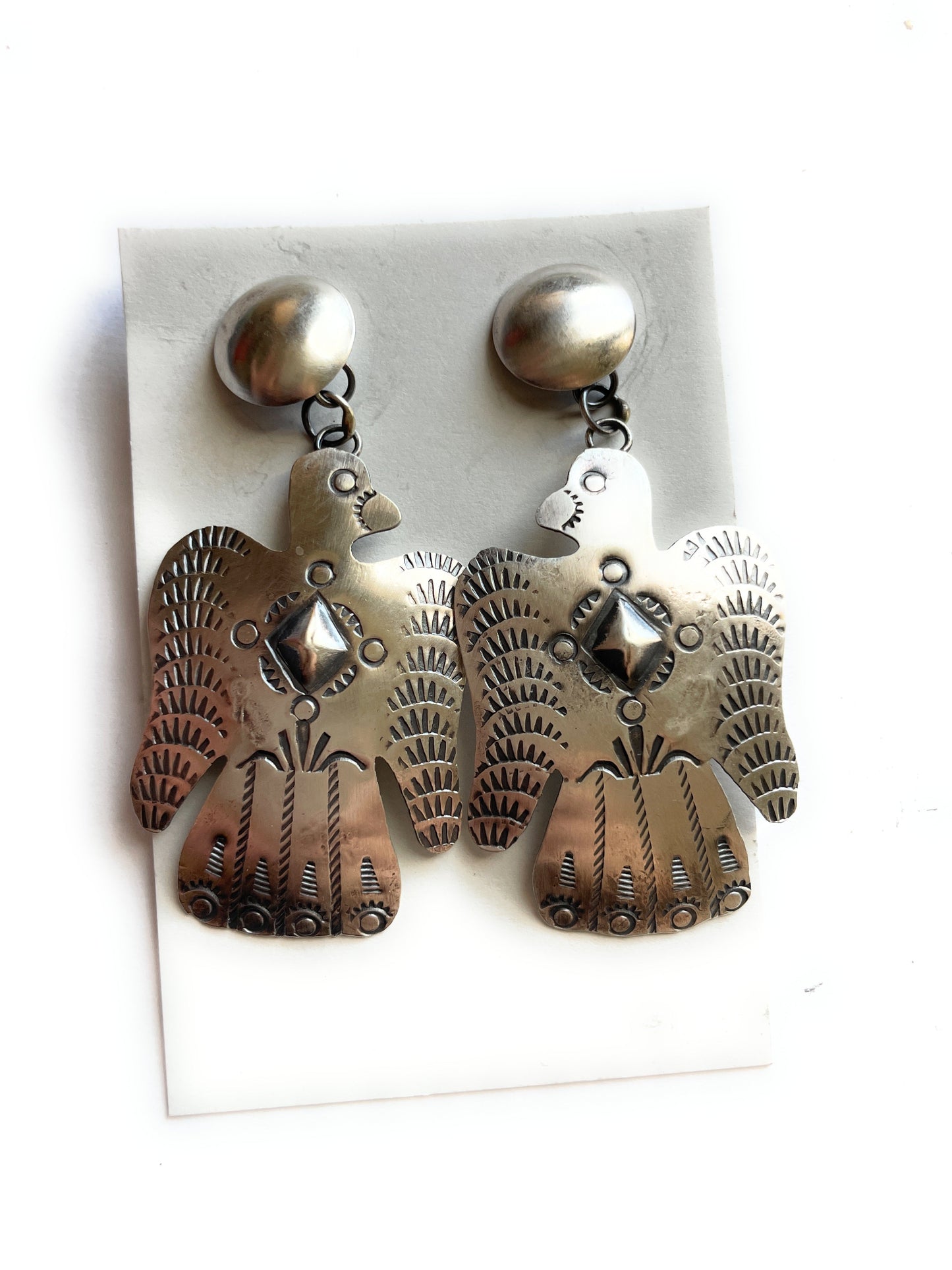 Navajo Sterling Silver Thunderbird Dangle Earrings By Tim Yazzie