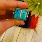 Old Pawn Vintage Navajo Sterling Silver & Turquoise Inlay Ring Size 10.5