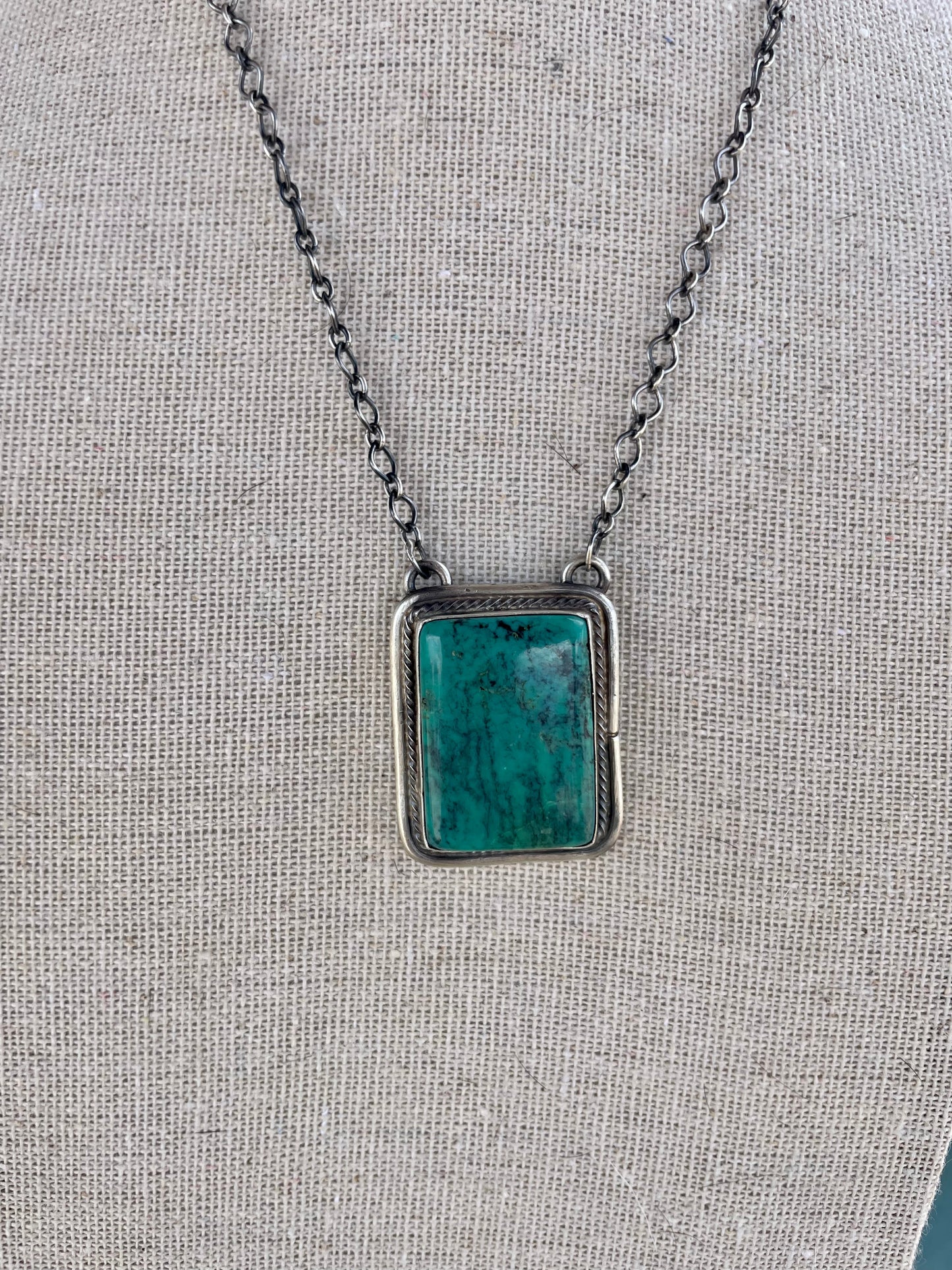 Navajo Sterling Silver & Tibetan Turquoise Necklace