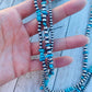 Navajo Turquoise & Sterling Silver Pearl Triple Strand Beaded 20” Necklace