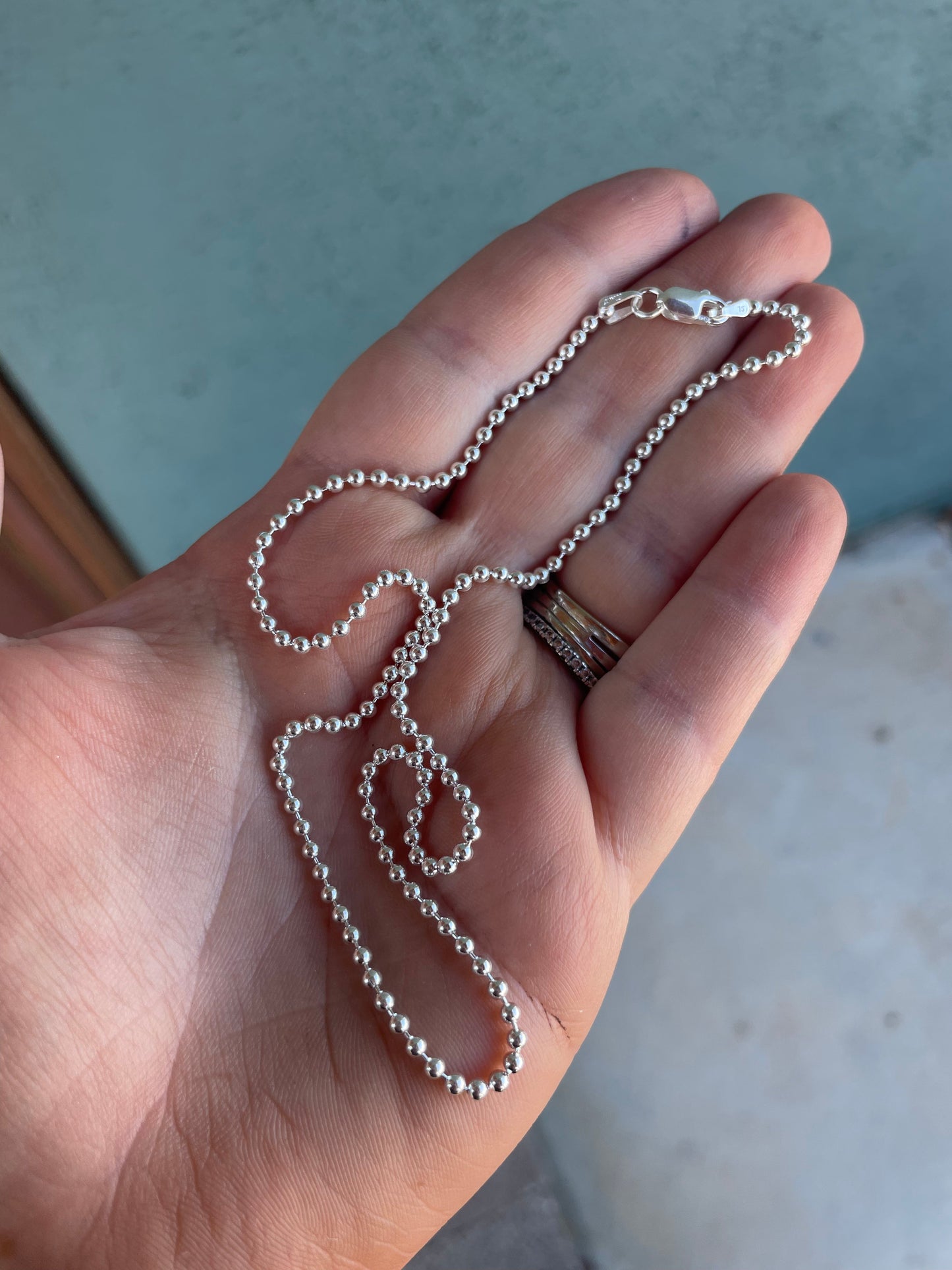 3mm Sterling Silver Pearl Beaded 18” Necklace