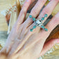 Beautiful Sterling Silver, Wild Horse & Turquoise Adjustable Ring