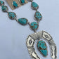 Navajo Handmade Number 8 Turquoise & Sterling Silver necklace set