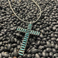 Handmade Needlepoint Turquoise & Sterling Silver Cross Pendant