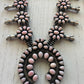 Navajo Sterling Silver & Pink Conch Squash Blossom Necklace Earring Set Signed