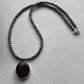 Navajo Sterling Silver & Purple Spiny Necklace Signed