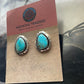 Navajo Turquoise And Sterling Silver Post Triangle Earrings Signed