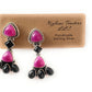 Handmade Pink & Black Onyx Sterling Silver Post Earrings Signed Nizhoni