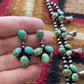 Navajo Sonoran Turquoise & Sterling Squash Blossom Set Signed Kathleen G