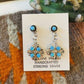 Zuni Blue Opal & Sterling Silver Petit Point Dangle Earrings
