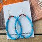 Native American Navajo Turquoise, Coral & Sterling Silver Beaded Earrings - Sterling Silver Diva