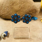 Native American Zuni Turquoise And Sterling Silver Petit Point Stud Earrings - Sterling Silver Diva