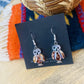 Zuni Sterling Silver Aragonite Mother of Pearl and Jet Owl Dangle Earrings