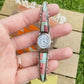 Vintage Native American Navajo Pink Coral, Opal & Sterling Silver Inlay Watch - Sterling Silver Diva